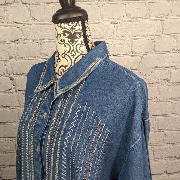 Maggie & Max Women's Long Sleeve Button Up Stitch Front Top Plus Size 4x B18 - Picture 6 of 9